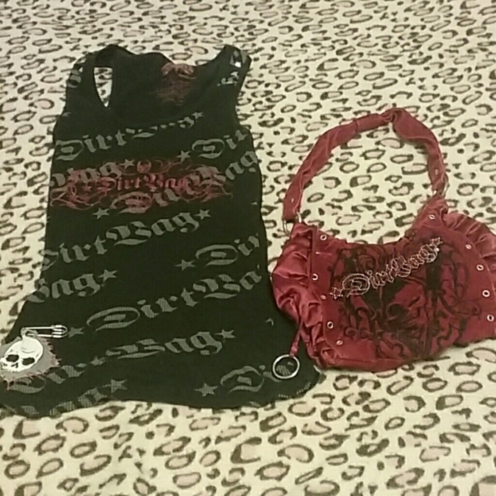 Dirtbag shirt size medium + purse